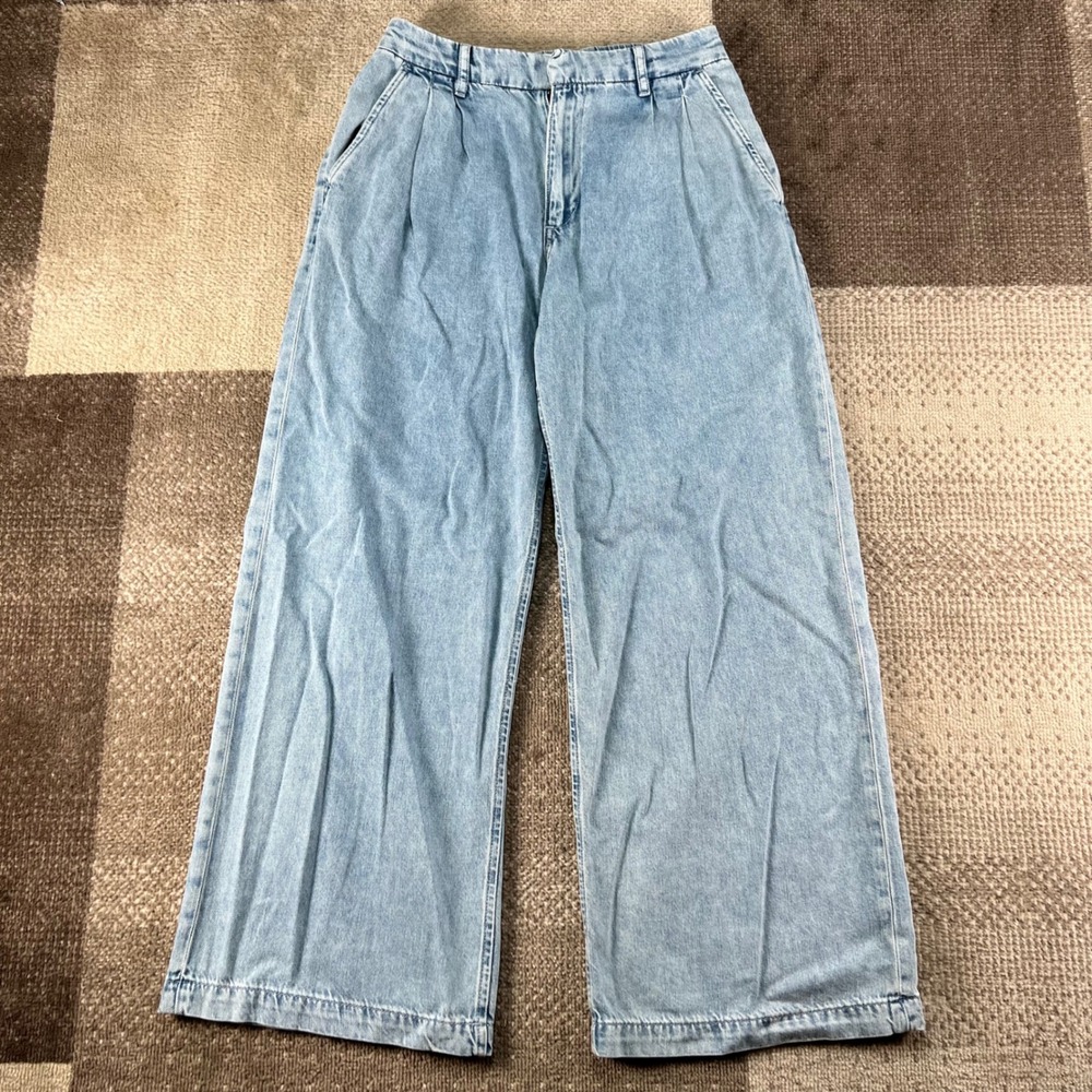 Gap 365 Trouser Light Indigo Ultrasoft Denim Wide Leg Jeans Womens Size 8P